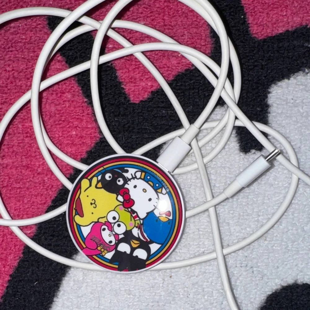 Sanrio White Magnetic Charger Cable with Colorful Character Puck